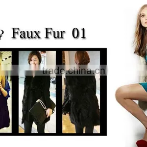 Multicolour Fashion Fox Fur 2014 Wool Overcoat Medium-long Fur Coat thumbnail-1