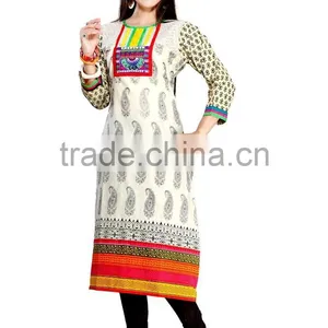 Pure Cotton Glamour Long Kurtis/western Kurti Designs/long Kurti Neck Designs thumbnail-3