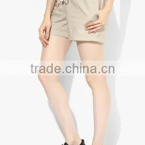 China Suppliers Women Board Shorts,Chino Beige Solid Cotton Casual Cargo Loose Fit Shorts Apparel thumbnail-3