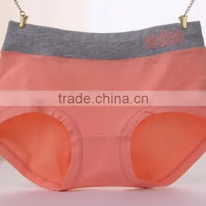 Customized Your Own Brand 3D Flower Logo Elastic Band Briefs 50%Cotton 40%Modal 10%Spandex Plain Solid Color Women Underwear thumbnail-1