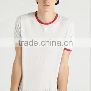 2017 Mens Classic Fit With Contrast Crew Neck Ringer Collar T-shirt Bulk Tshirt thumbnail-1