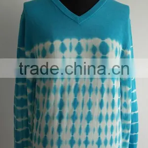 2014 Fully Fashion Women V Neck Tie Dye Pullover Sweater thumbnail-1