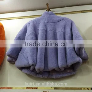 PUre Colour Factory Supply 2017 Woman Real Rex Rabbit Fur Winter Coat Jacket With Seven Sleeve Pc-263 thumbnail-6