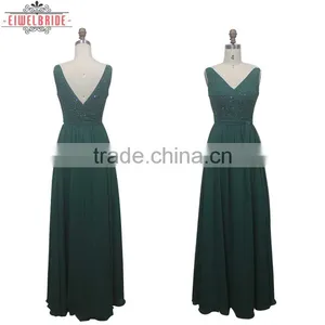 Custom A Line Beading Deep V Neck Wedding Dress thumbnail-1