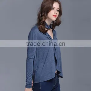 Top Sell Women Clothes 2017 Summer Front Short and Long Back Blouse thumbnail-3