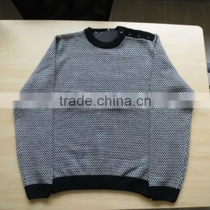 Round Neck With Shoulder Buttons Design Pullover Casual Men Knitted Sweater Men thumbnail-1