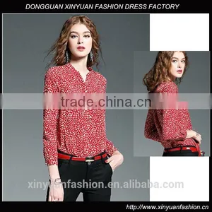2017 New Style Office Blouses for Women Printed Long Sleeve Blouse thumbnail-1