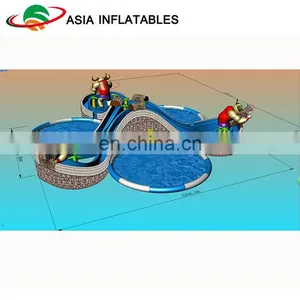 Inflatable Ground Moving Water Park Equipment With 3 Pools thumbnail-2