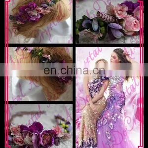 Aidocrystal Lilac Lavender Wedding Hair Wreath, Artificial Flower Crown Hair Accessories thumbnail-1