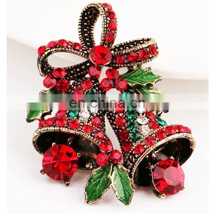 A038 Christmas Gifts Pins And Brooches For Women Small Bell Heart Rhinestone Brooch Female Bijoux thumbnail-5