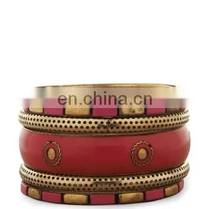 Vintage Style Brass Wood Bangles Earings Boho thumbnail-1