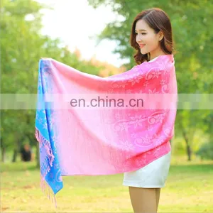 New 100% Cotton Rainbow Sunflower Jacquard Scarves With Tassels thumbnail-2