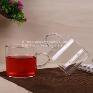 Wholesale Factory Price Amazon Custom Logo 100ml 3.5oz Glass Cup, Drinking Glasses, Double Wall Mini Glass With Handle thumbnail-3