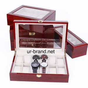 Professional Factory Supply Luxury High Glossy Large Luxury 12 Slot Men Wooden Watch Box With Glass Window thumbnail-1
