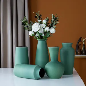 Beautiful Green Tall Nordic Morandi Modern Simple Ceramic Vase For Shopping Mall Decor thumbnail-3