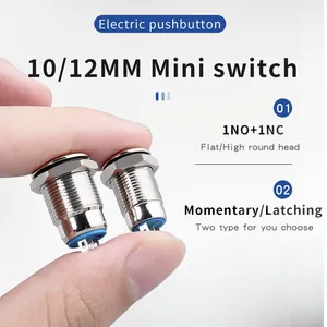 Waterproof 10mm Stainless Steel Flat Round Head 1no1nc Electric Push Button Self Recovery thumbnail-5