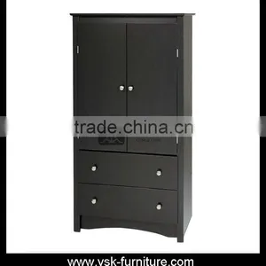 WD-055 Black Bedroom Wall Laminate Wooden Wardrobe Design thumbnail-1