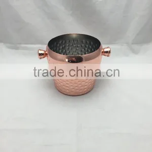 2L Hammered 304 Stainless Steel Bucket, Copper Plated Ice Bucket, Ice Cooler Ice Pail, Beer Bucket thumbnail-2