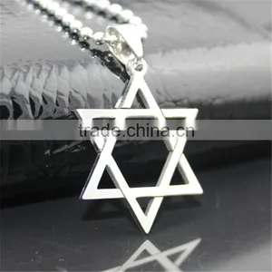 Wholesale Stainless Steel Hexagram Six Point Star Pendant Necklace thumbnail-3