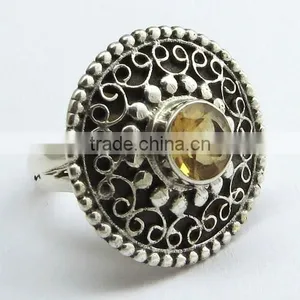 New Design Yellow Citrine 925 Sterling Silver Bezel Setting Ring thumbnail-1