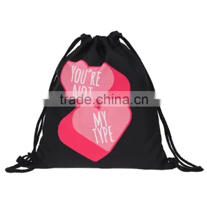 Wholesale Drawstring Bag 3D Printing Cool Black Ground Backpacks For Lady Backpack For Boys And Grls thumbnail-6