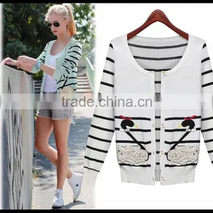 China Fashion Top Quality Cartoon Design Girls Cardigan Sweater Knitting Bowknot Pattern thumbnail-1