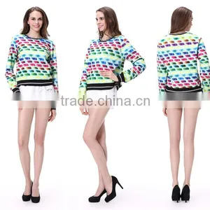 Crewneck Long Sleeve Printed T Shirt Custom Wholesale Ladies T Shirt 2017 thumbnail-4