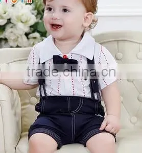 New Kids Summer Clothes Boy Girl Baby Baby Bib Shorts T-shirt Gentleman Two Piece thumbnail-5