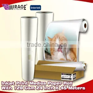 Inkjet Print Medias Paper Roll With 128 Gsm 24 Inch X 45 Meters thumbnail-1