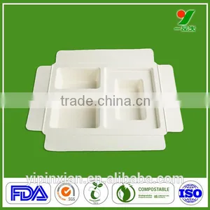 China Factory Eco-friendly OEM Compostable Dry Pressing Chic Bagasse Pulp Packaging Tray for Industrial Packing thumbnail-2
