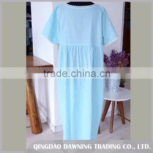 Factory Price Blue Cotton Nightgown Sleepwear thumbnail-2