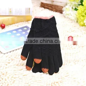 Crossbanding Woolen Yarn Touch Screen Gloves With Conductive Fiber Fingertips For Christmas 2015 thumbnail-6