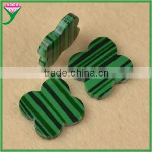 Good Quality Cheap Price Rough Four Leaf Clover Flower Cut Loose Green Malachite Gemstone for Jewelry Marking thumbnail-3
