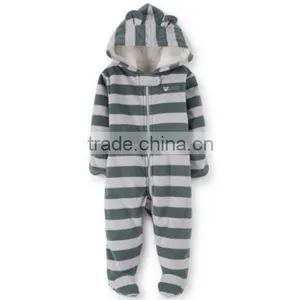 Custom Printed Romper Baby Boys Stripe Casual With Velvet Hoodies Romper Quality Choice thumbnail-2