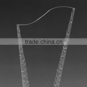 Oem Logo Design Size Optical Glass TV Show Competetion Award With Yellow Base K9 Engraving Crystal Plaque Trophy thumbnail-3