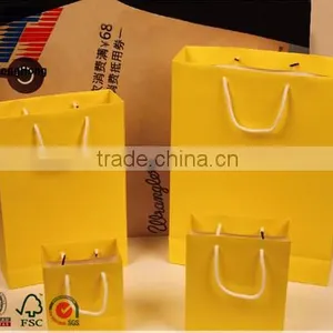Various Size Popular Yellow Color Paper Bag With Lamination and Handles for Sale thumbnail-1