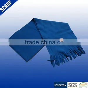 Blue Plain Color With Custom Logo Fashional Fleece Scarf With Fringers thumbnail-1
