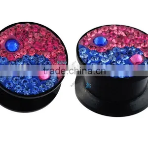 Internal Thread UV Ying Yang Jewelled Ear Plug Piercing thumbnail-1