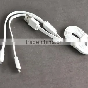 For Iphone 5/5s 6 Plus Samsung S5 S6 Flat Noodle 2 in 1 Data Sync Charging USB Cable thumbnail-3
