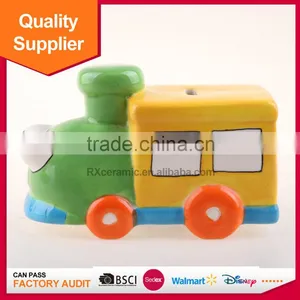 Hot Selling Train Shape Piggy Bank Ceramic Coin Bank With Handle thumbnail-3