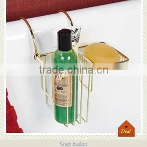 Over the Rim Soap Basket With Polished Brass thumbnail-1