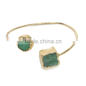 New Arrival Natural Double Druzy Bracelet Expandable Wire Gemstone Bangle Quartz Bracelet thumbnail-6