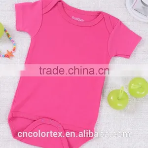 Cotton Plain Baby Romper Short Sleeve Unisex Bodysuit thumbnail-1
