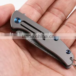 OEM Titanium Alloy Handle Material and Damascus Blade Material Folding Knife thumbnail-5