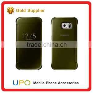 [UPO] Top Selling Clear View Translucent Flip Electroplating Mirror PC Smart Phone Case for Samsung Galaxy S7 Edge Case thumbnail-1