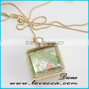 2016 DIY Handmade Glass Frame Necklace With Real Flower Inside thumbnail-3