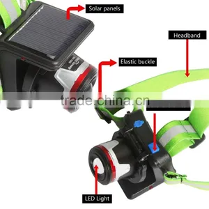 Sidiou Group XPE 5W Spotlight Solar Charging Light Headlamp Headlight UK/EU Plug Flashlight Head Torch Light To Bike Camping thumbnail-5