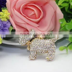 New Metal Puppy Dog Keychain Crystal Keychain Gold Silver Keychain Metal Key Chain thumbnail-3