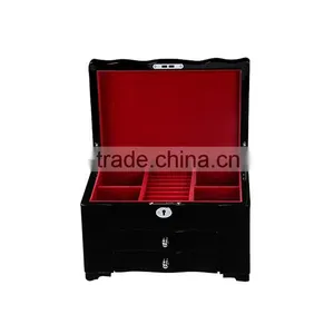 Chinese Factories Wholesale Custom Luxurious Wooden Jewelry Box, Black Drawer Storage Box thumbnail-2
