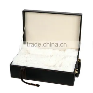 Chinese Factories Wholesale Custom High-grade PU Leather 2 Slot Wine Champagne Boxes, Black Gift Box thumbnail-3